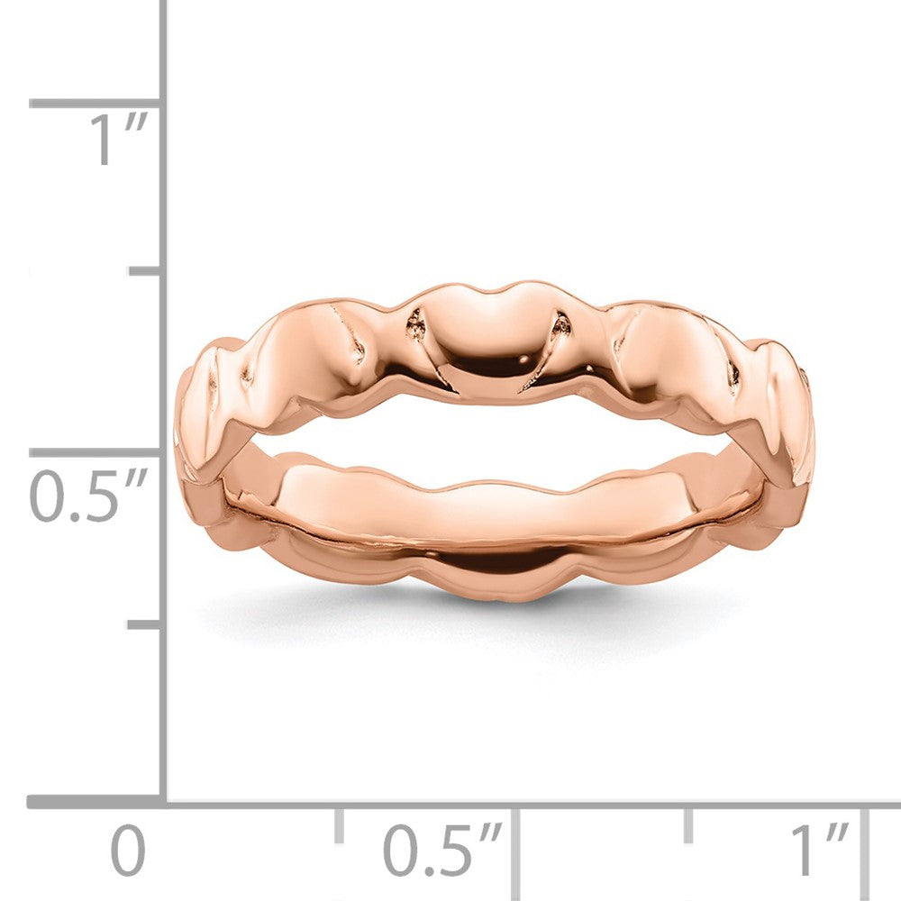 Sterling Silver Stackable Expressions Pink-plated Hearts Ring Size -9