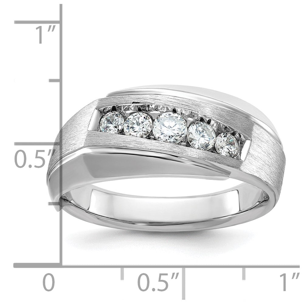 14k White Gold IBGoodman Men's Polished & Satin 5-Stone Ring Mounting