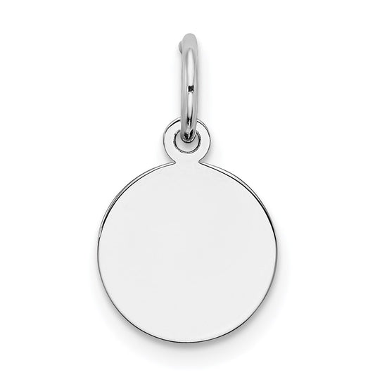 SS Rh-plt Engraveable Round Polished Front/Satin Back Disc Charm
