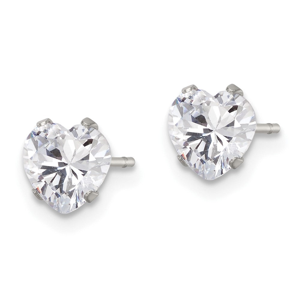 Stainless Steel Polished 6mm Heart CZ Stud Post Earrings