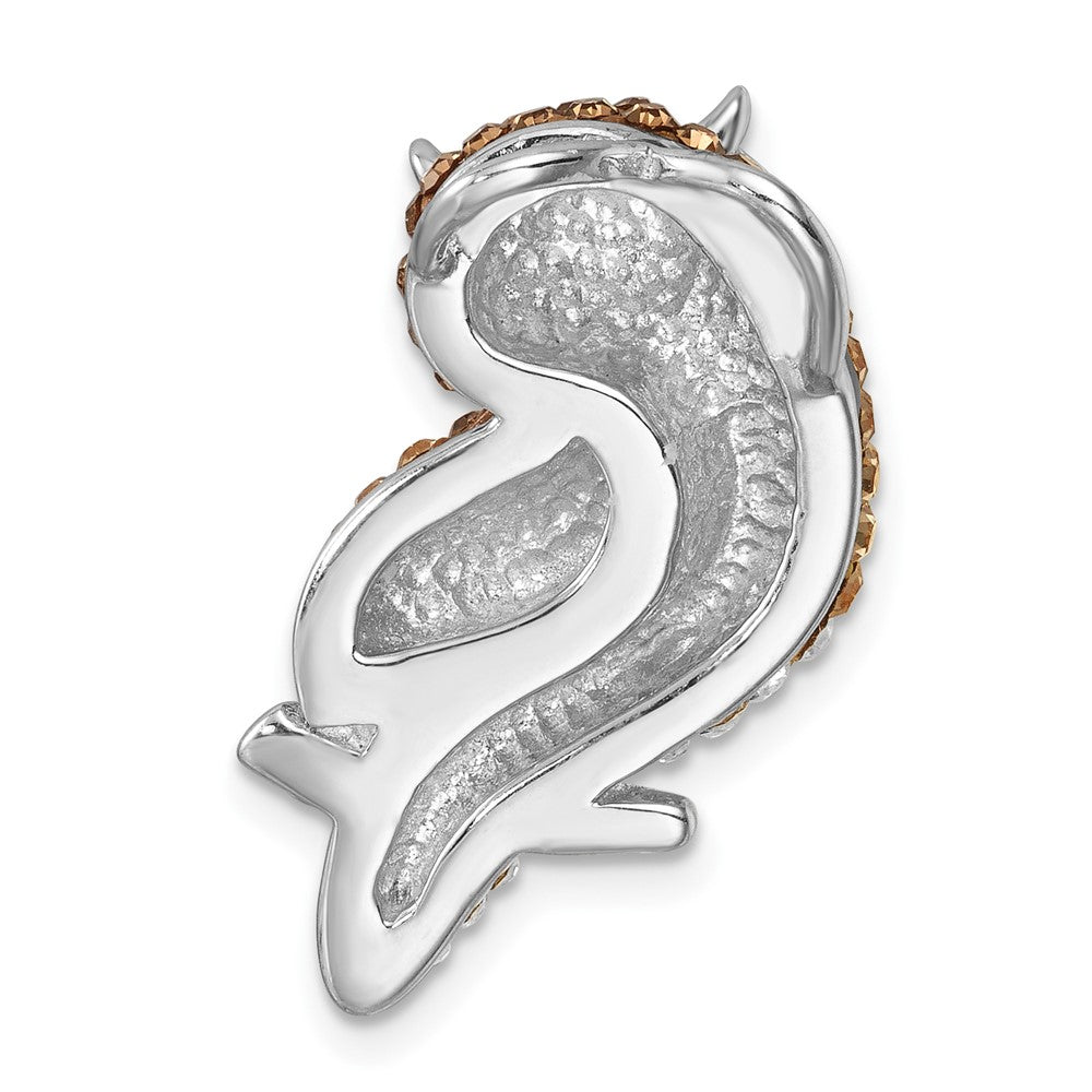 Sterling Silver Rhodium-plated Polished Crystal Owl Slide