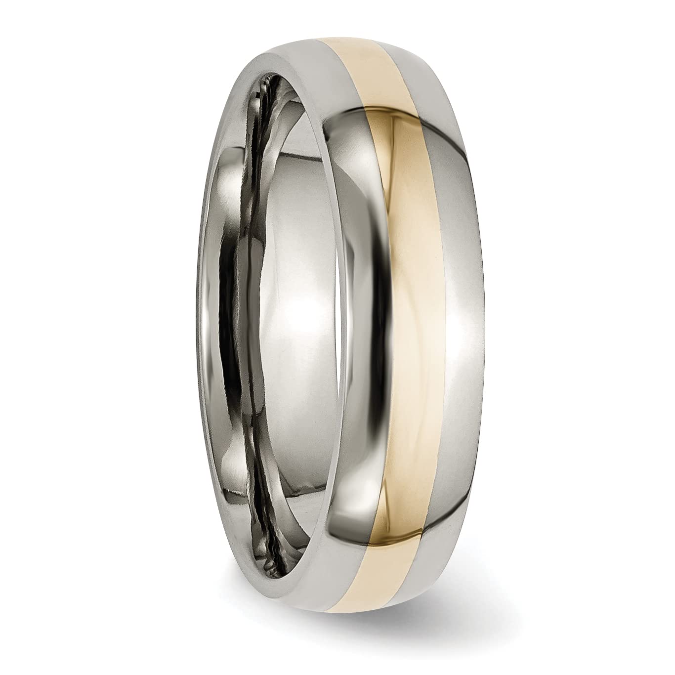 Titanium Polished w/14k Yellow Inlay 6mm Band Size - 12