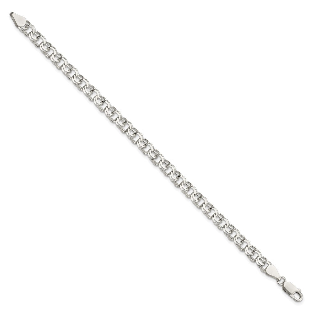 Sterling Silver 6mm Double Link Charm Bracelet 8 inches