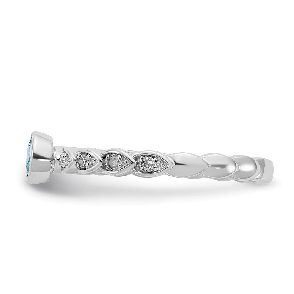 Sterling Silver Aquamarine and Diamond Ring