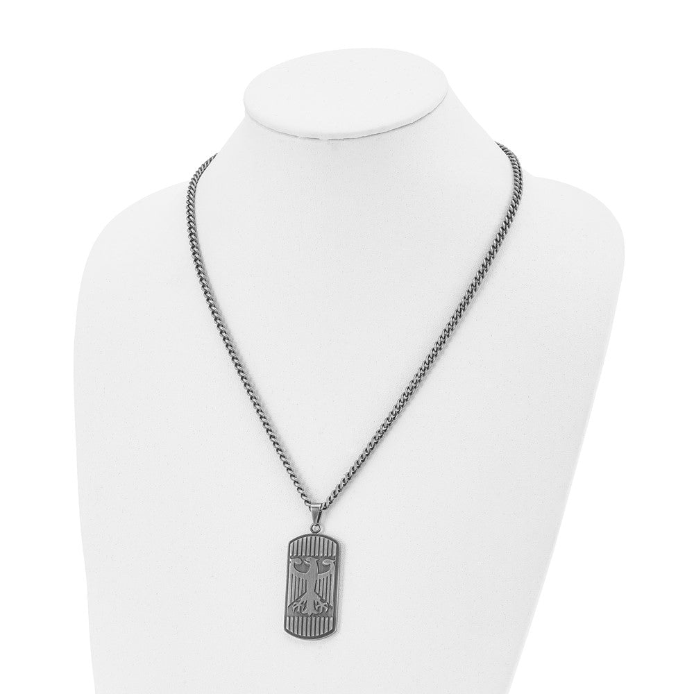 Stainless Steel Antiqued and Brushed Phoenix 22in Necklace