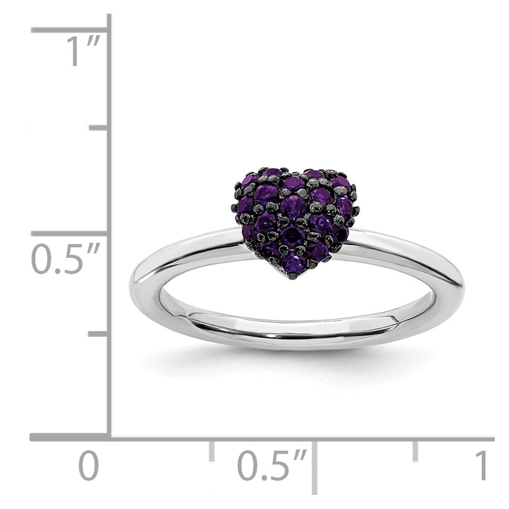 Sterling Silver Amethyst Stackable Expressions Heart Ring Size -6