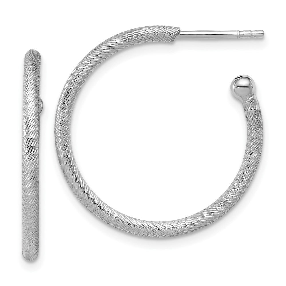 SS RH-plated Diamond-cut 25x2mm Post C-Hoop Earrings