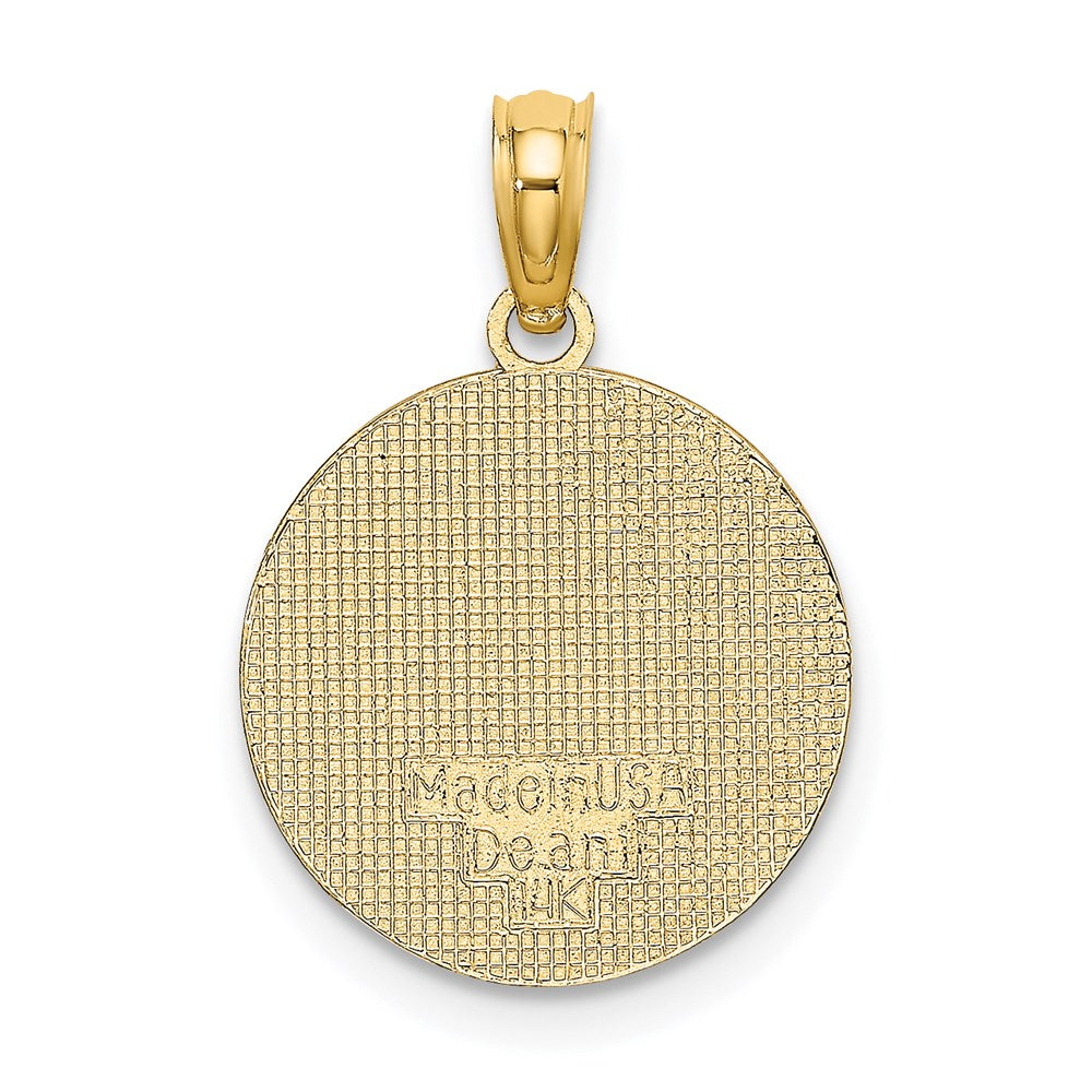 14K Textured Communion Cup on Round Disc Charm