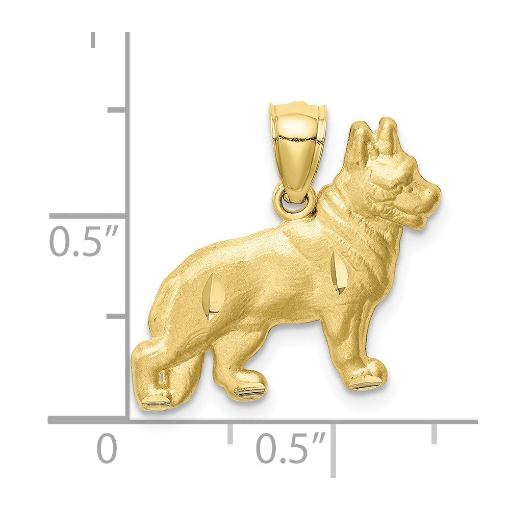 10K Diamond-cut German Shepard Pendant