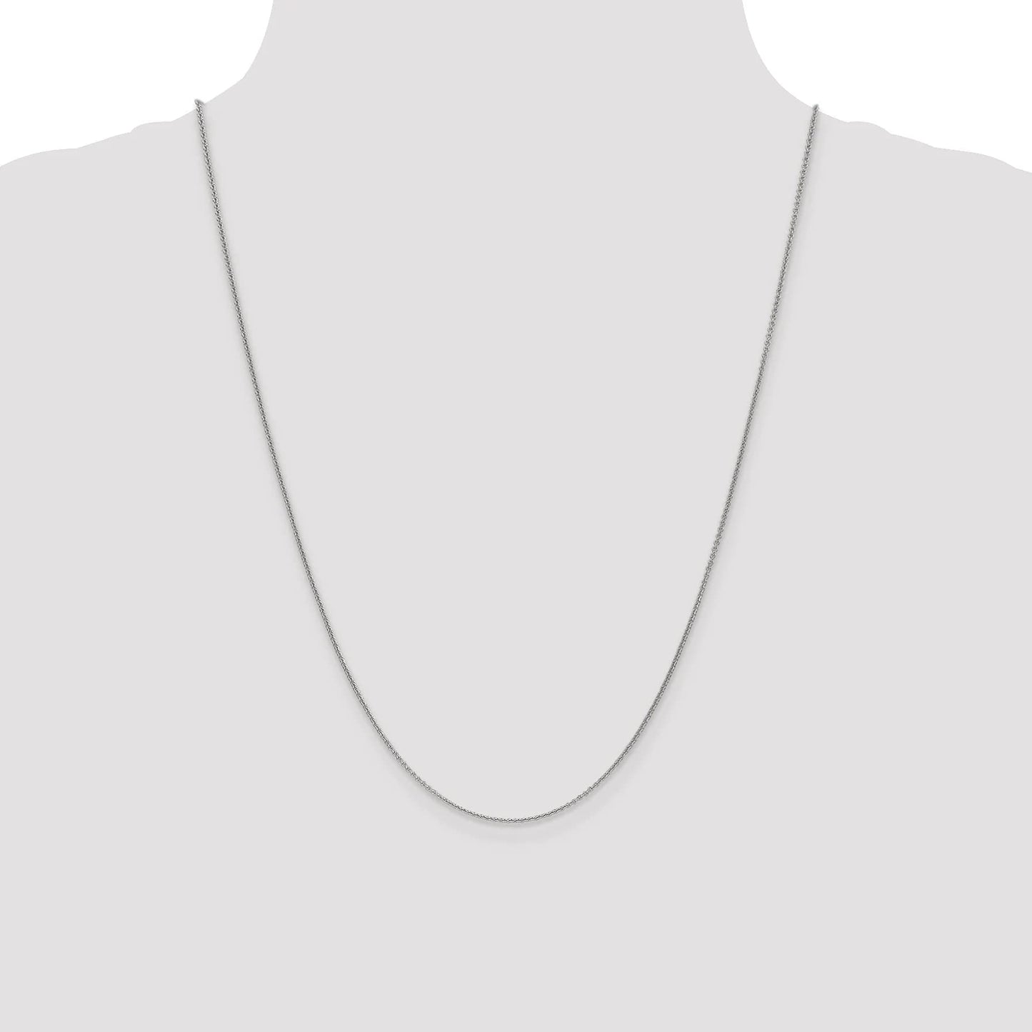 14K White Gold 9 inch 1mm Round Open Link Cable with Lobster Clasp Anklet