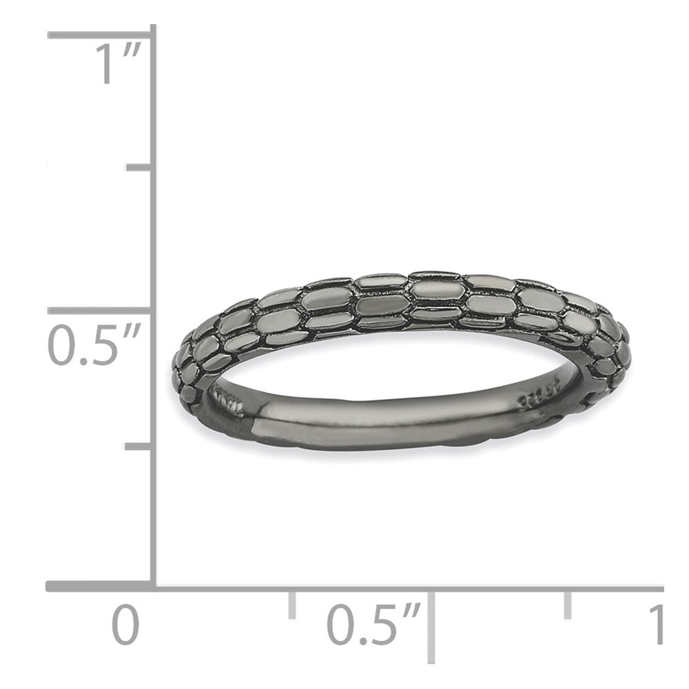 Sterling Silver Stackable Expressions Black-plated Domed Ring