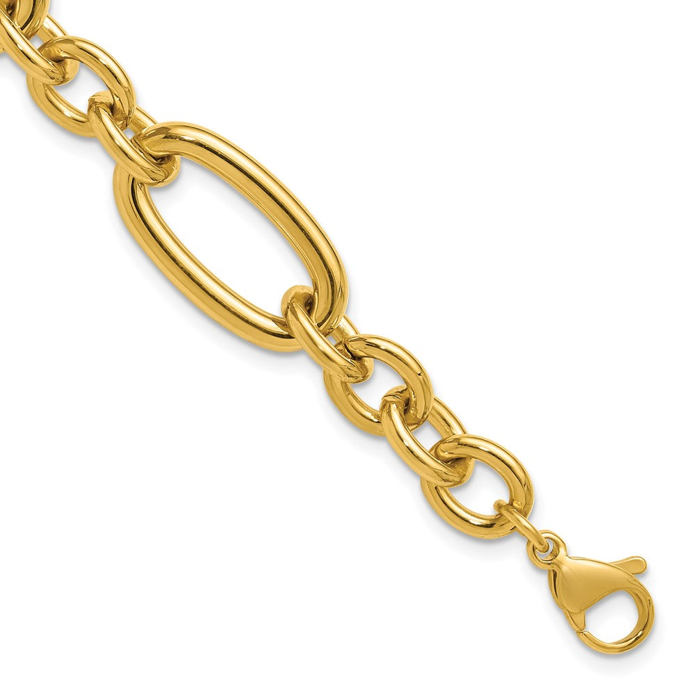 Chisel Stainless Steel Polished Yellow IP-plated Open Link 7 inch Plus a 1.25 inch Extension Bracelet 8.25 inches