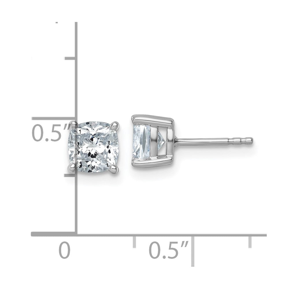 14K White Gold 2 Carat Certified Lab Grown Diamond VS/SI+ G+ Cushion 4-Prong Complete Stud Earrings
