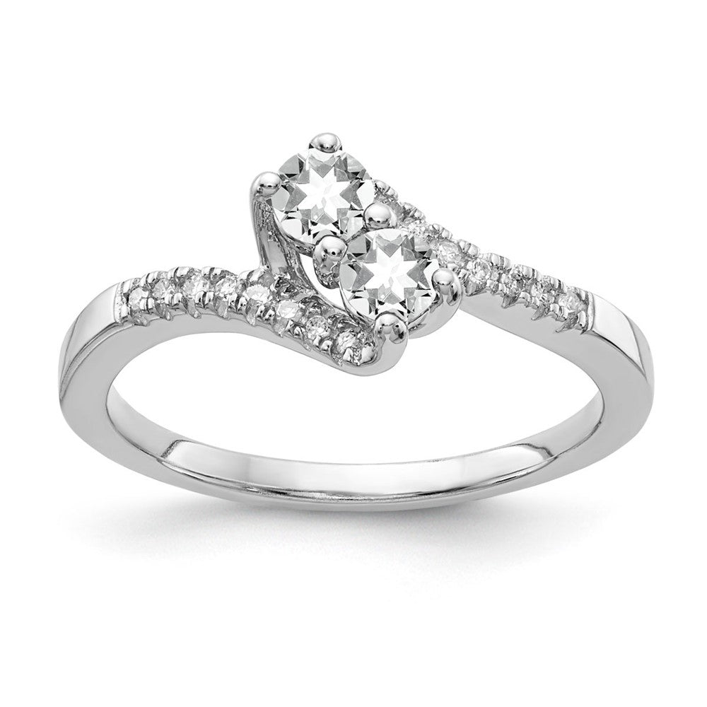 Sterling Silver White Topaz & Diamond Ring