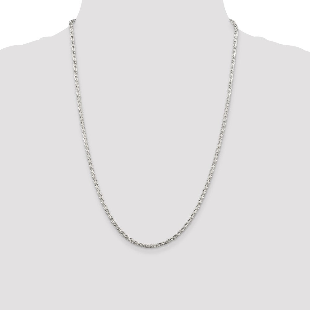 Sterling Silver 2.85mm Diamond-cut Round Spiga Chain 24 Inches
