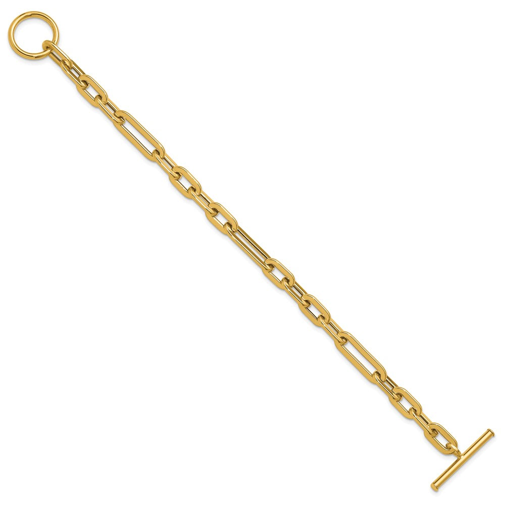 14K Polished Fancy Link Toggle Clasp Bracelet 7.75  inches