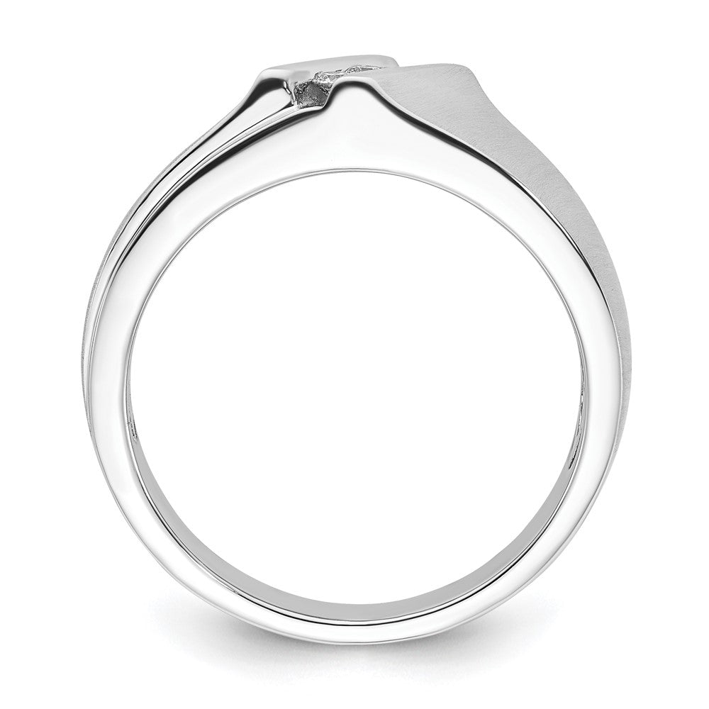 10K White Gold Polished & Brushed Diamond Ring