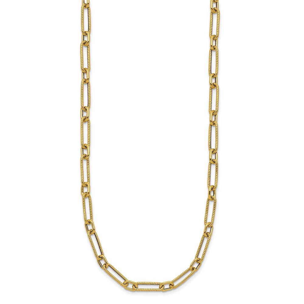 14K Polished and Textured 4.2mm Fancy Link Necklace