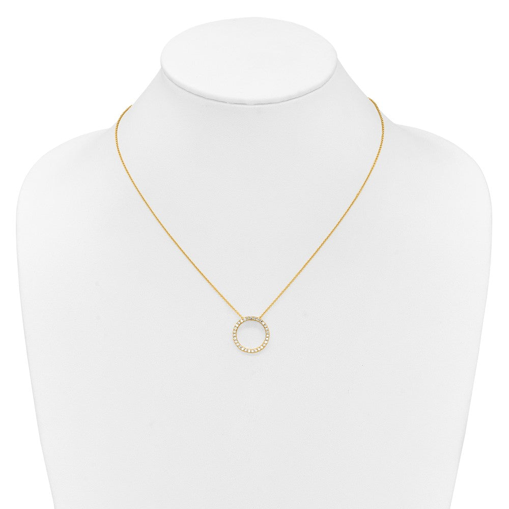 14k Polished 1/2 carat Diamond Circle 18 inch Necklace