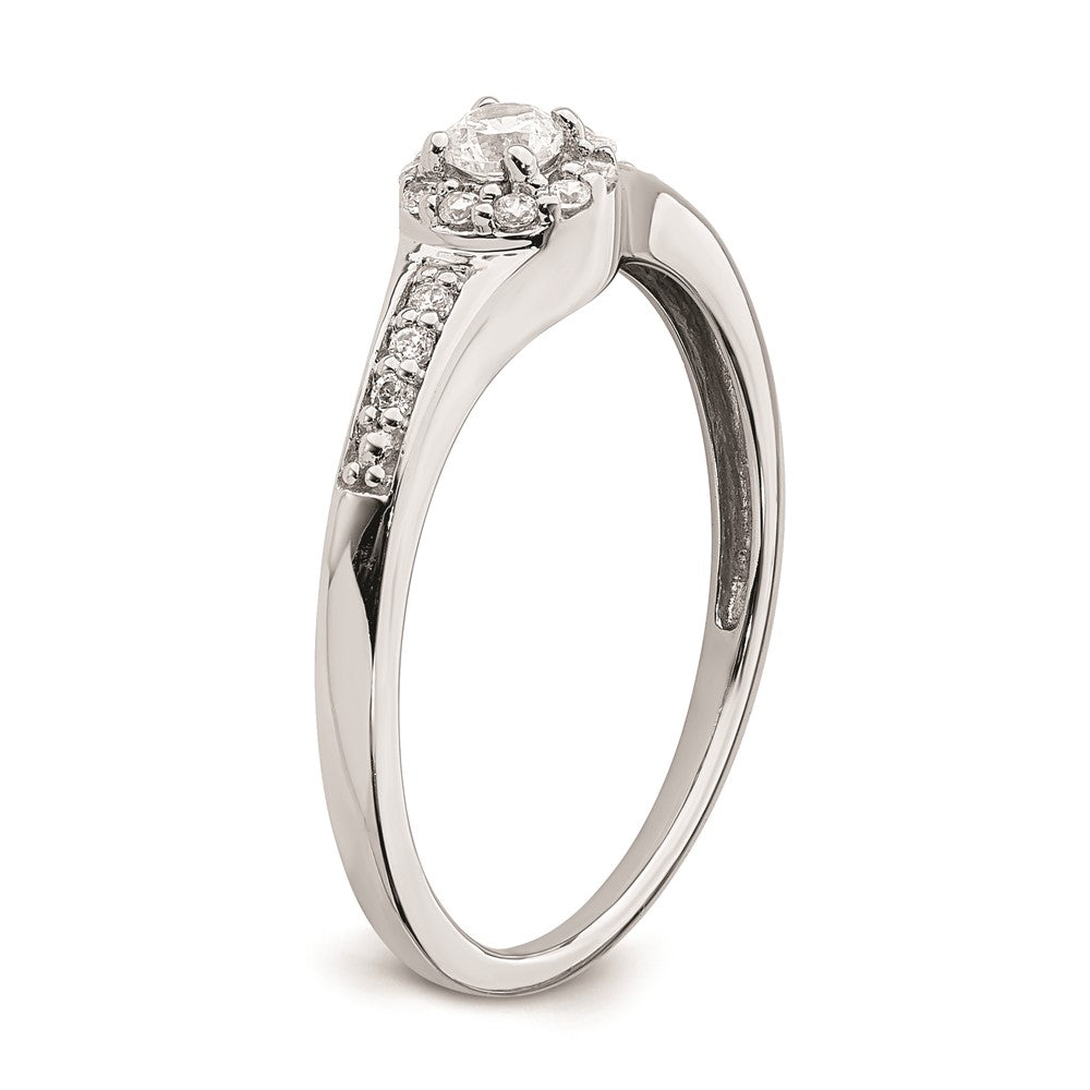 10k White Gold Halo Cluster 1/5 carat Diamond Complete Engagement Ring