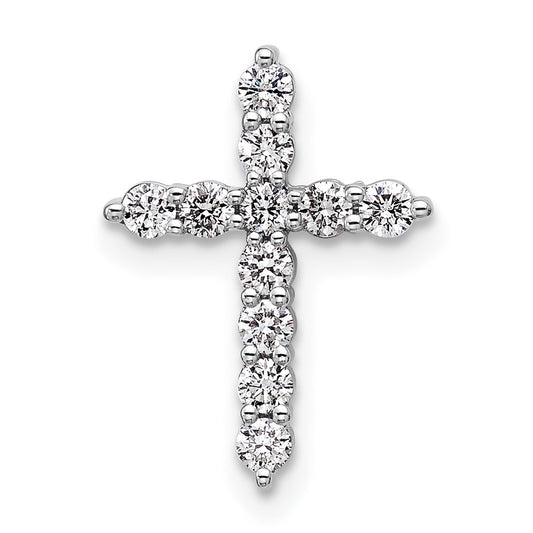 14k White Gold 1/3 carat Lab Grown Diamond VS/SI+ G+ Cross Chain Slide Pendant