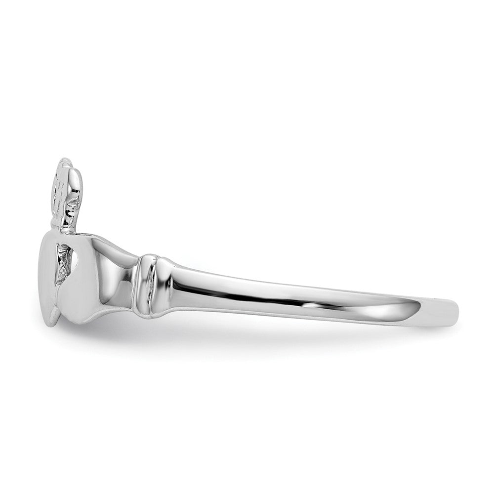 14k White Gold Ladies Claddagh Ring size 6