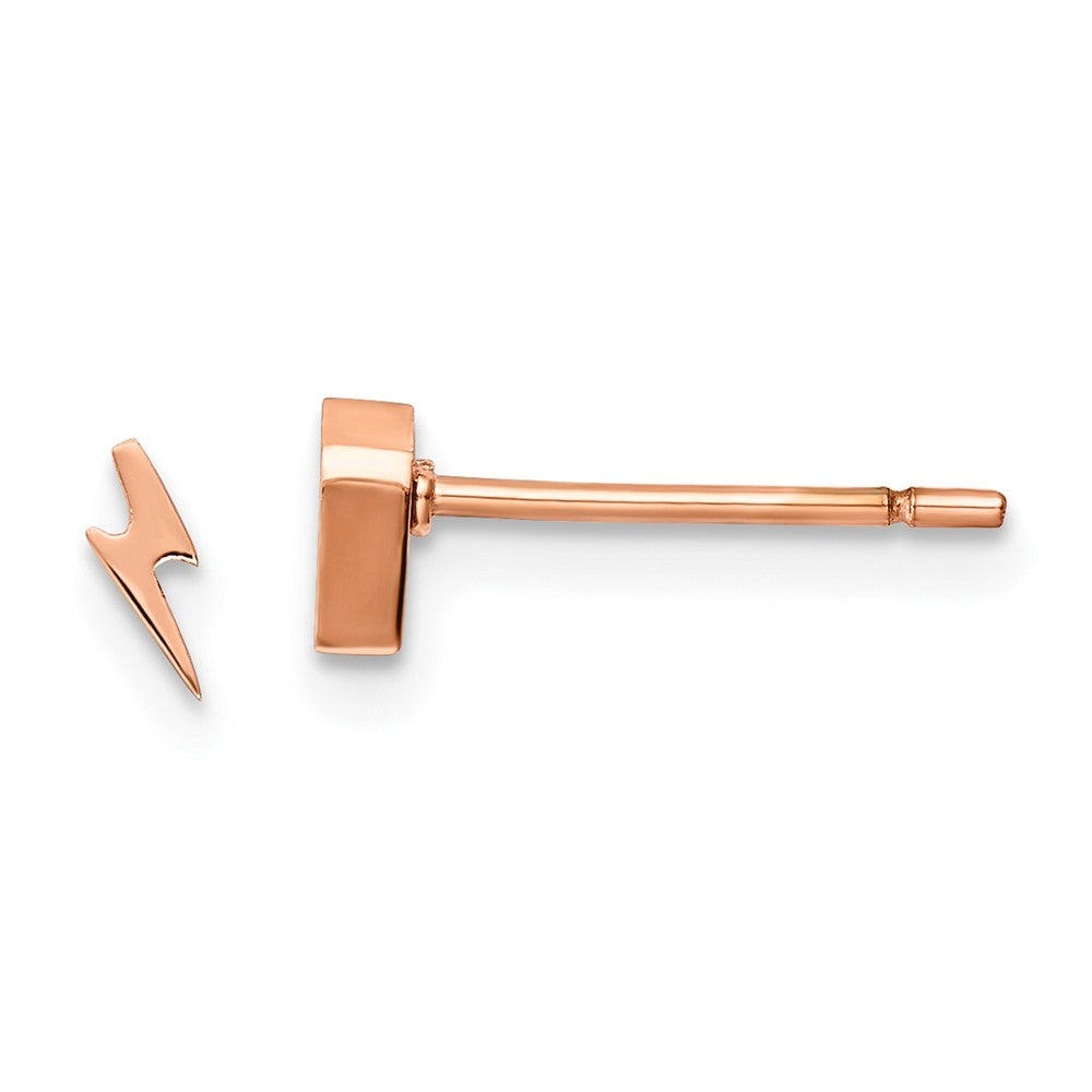 Stainless Steel Polished Rose IP-plated Lightning Bolt Post Earrings