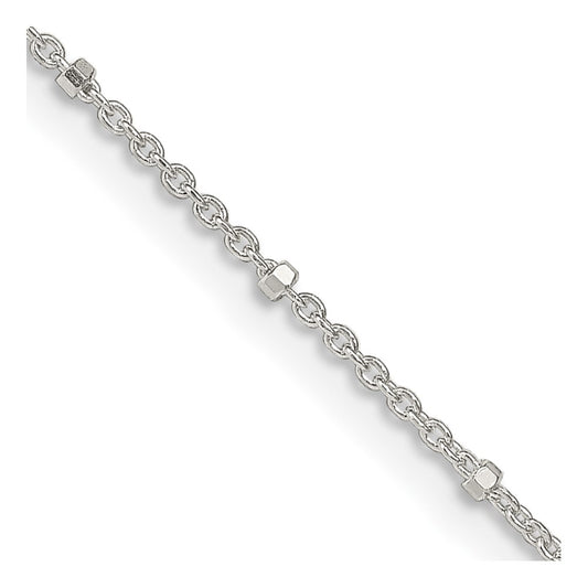 Sterling Silver 1.25mm Rolo with Beads Chain 16 Inches