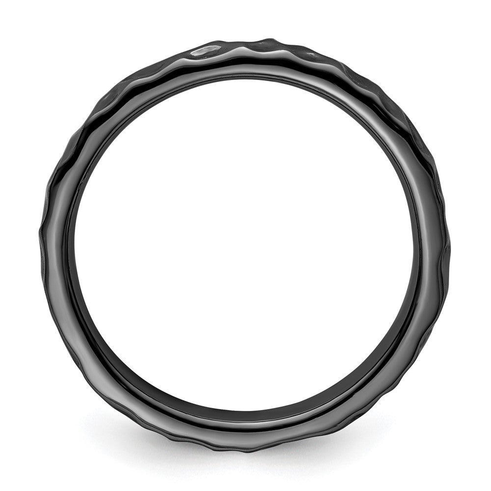 Sterling Silver Stackable Expressions Black-plated Ring Size -7
