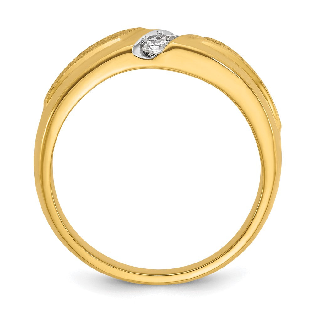 IBGoodman 14k Men's Polished and Satin 3-Stone 1/4 Carat AA Quality Diamond Ring