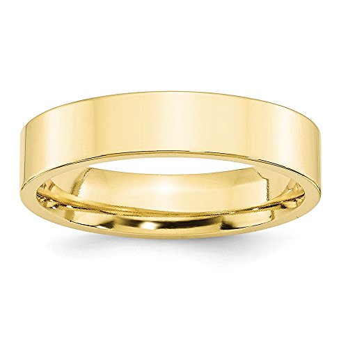 Primal Gold 10 Karat Yellow Gold 5mm Standard Flat Comfort Fit Band Size 9.5