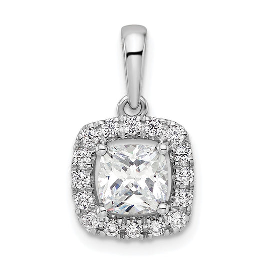 14k White Gold 1/4 carat Lab Grown Diamond VS/SI+ G+ April Birthstone White Sapphire Halo Pendant