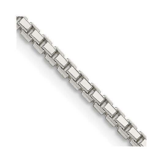 Sterling Silver 2mm 8 Sided Diamond-cut Box Chain 28 Inches