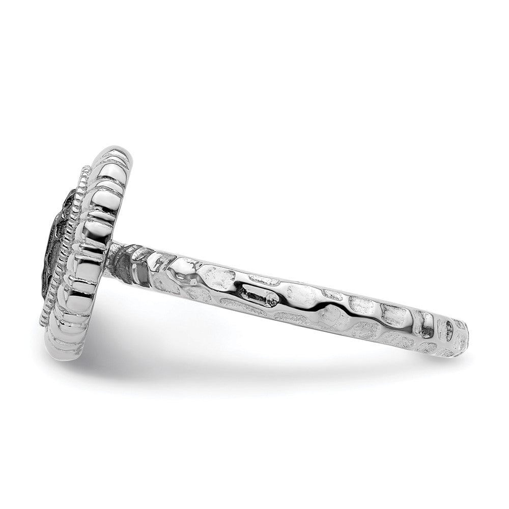 Sterling Silver Stackable Expressions Ruthenium-plated Oval Ring Size -10