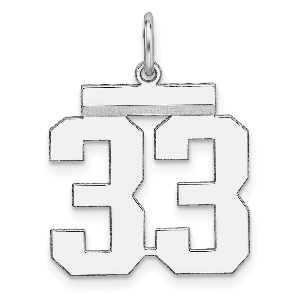 Sterling/Silver Rhodium-plated Polished Number 33 Charm
