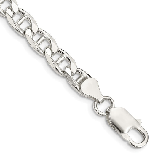 Sterling Silver 6.5mm D/C Flat Anchor Curb Chain 8 inches