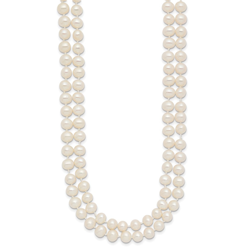 14k 5-6mm White Near Round Freshwater Cultured Pearl Double Strand 18 inch Necklace