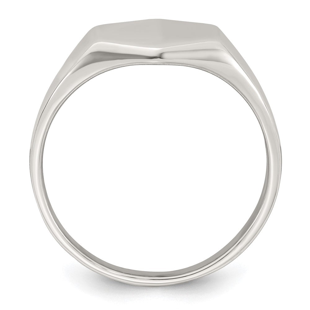 Sterling Silver Polished 12.2mm x 11.4mm Hexagon Closed Back Size 9 Mens Signet Ring