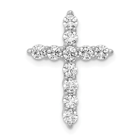 14k White Gold 3/4 carat Lab Grown Diamond VS/SI+ G+ Cross Chain Slide Pendant