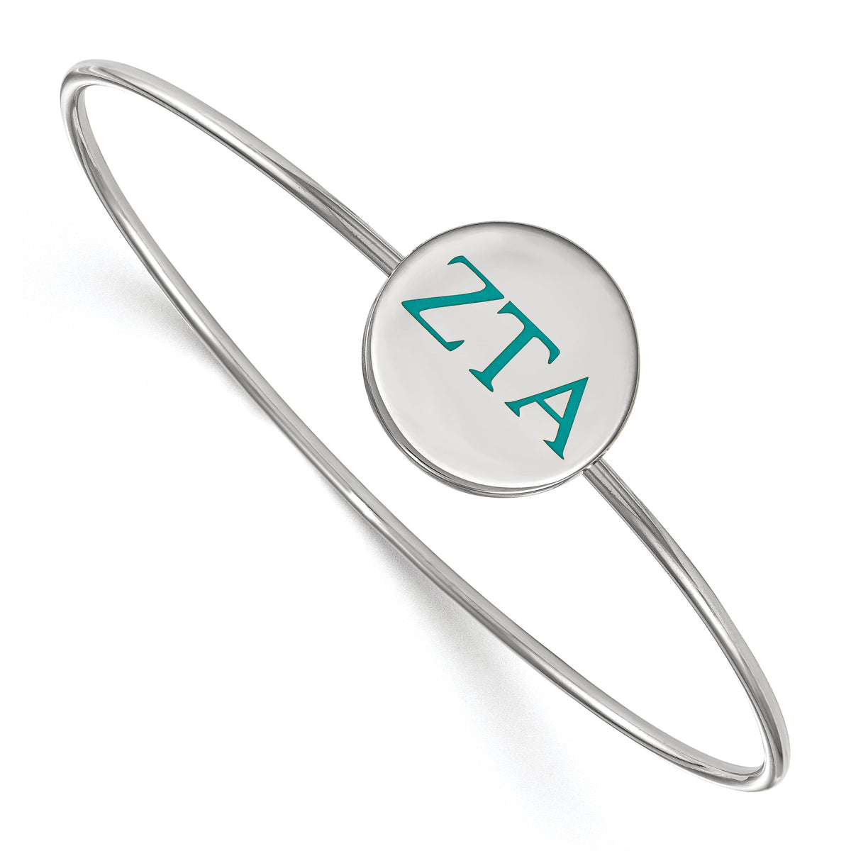 Sterling Silver Official Licensed Greek Sororities Zeta Tau Alpha (ZTA) Enameled Slip-on Bangle