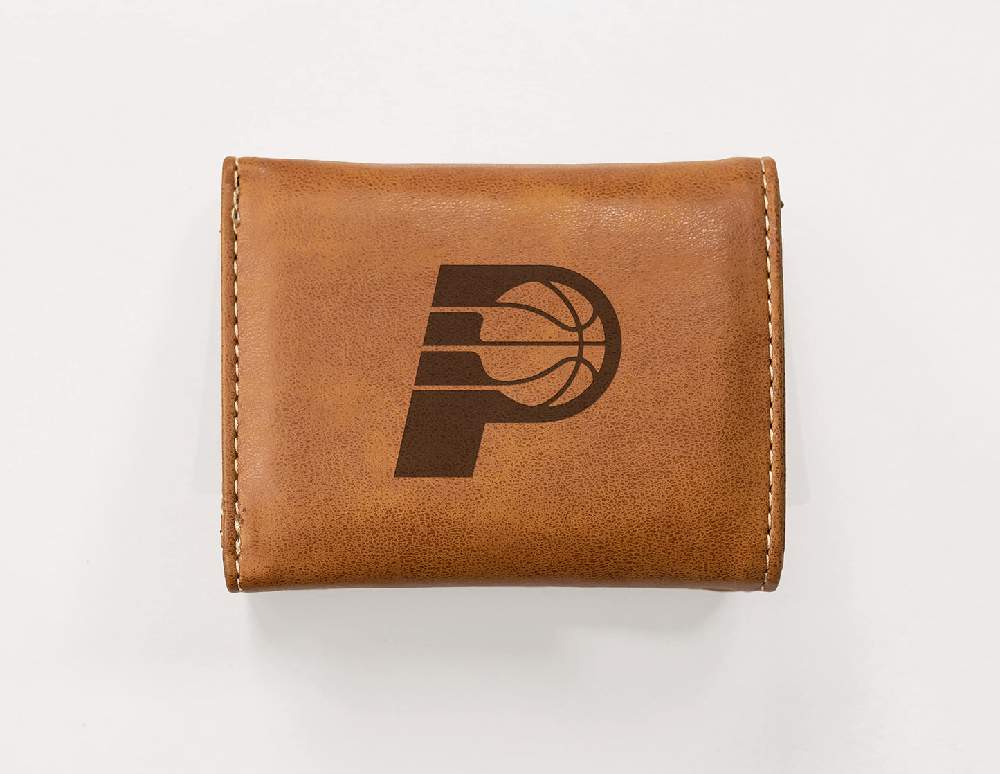 Basketball Rico Industries Indiana Pacers Brown Laser Engraved Trifold Laser Engraved Tri-Fold Wallet - Men's Accessory