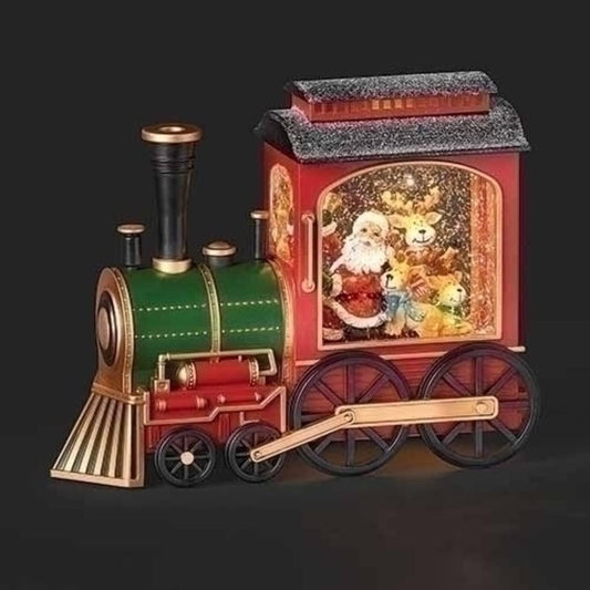 10" Red and Green LED Swirl Train Engine Christmas Tabletop Decor
