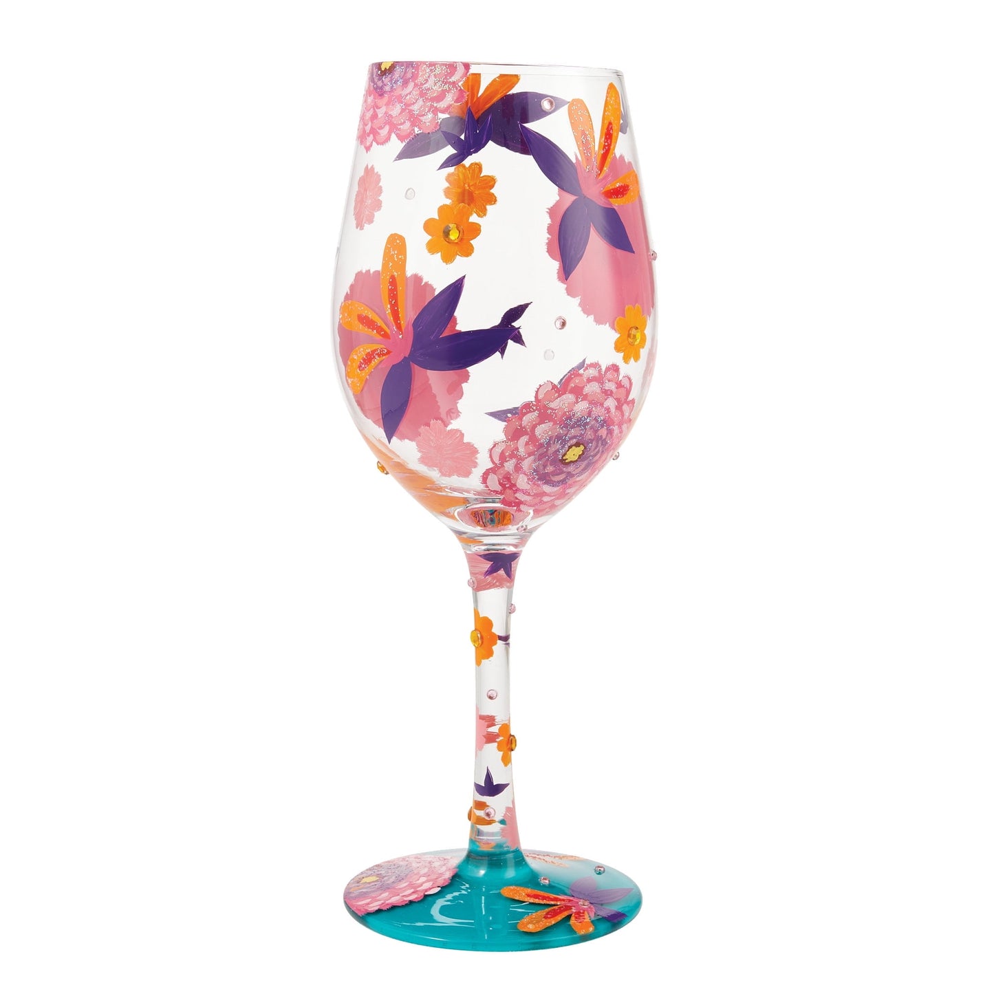 Lolita Funky Florals Wine Glass 9 in H