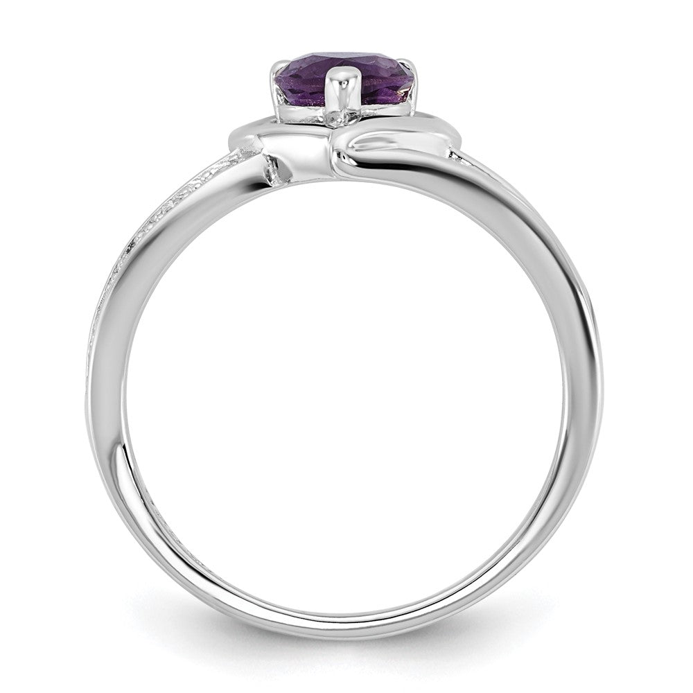 SS 5X5 Amethyst and Diamond Heart Ring