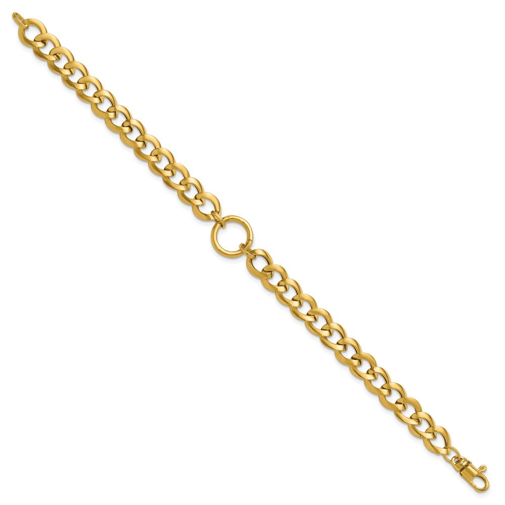 14K Polished Circle Accent Fancy Link Bracelet 7.75  inches