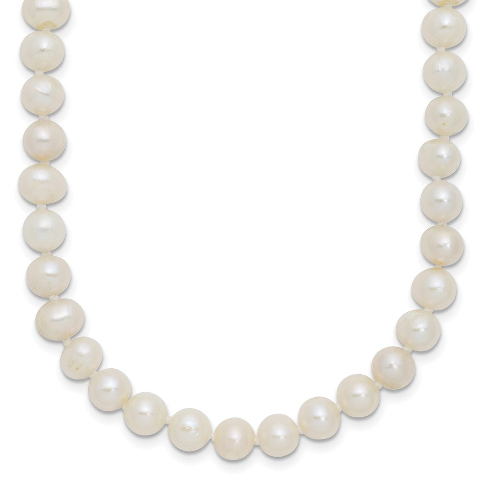 Sterling Silver Rhodium-plated 6-7mm White Near-Round Freshwater Cultured Pearl 24 inch Necklace 24 Inches