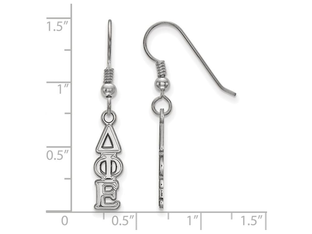 Sterling Silver Official Licensed Greek Sororities Delta Phi Epsilon (???) Small Dangle Earrings
