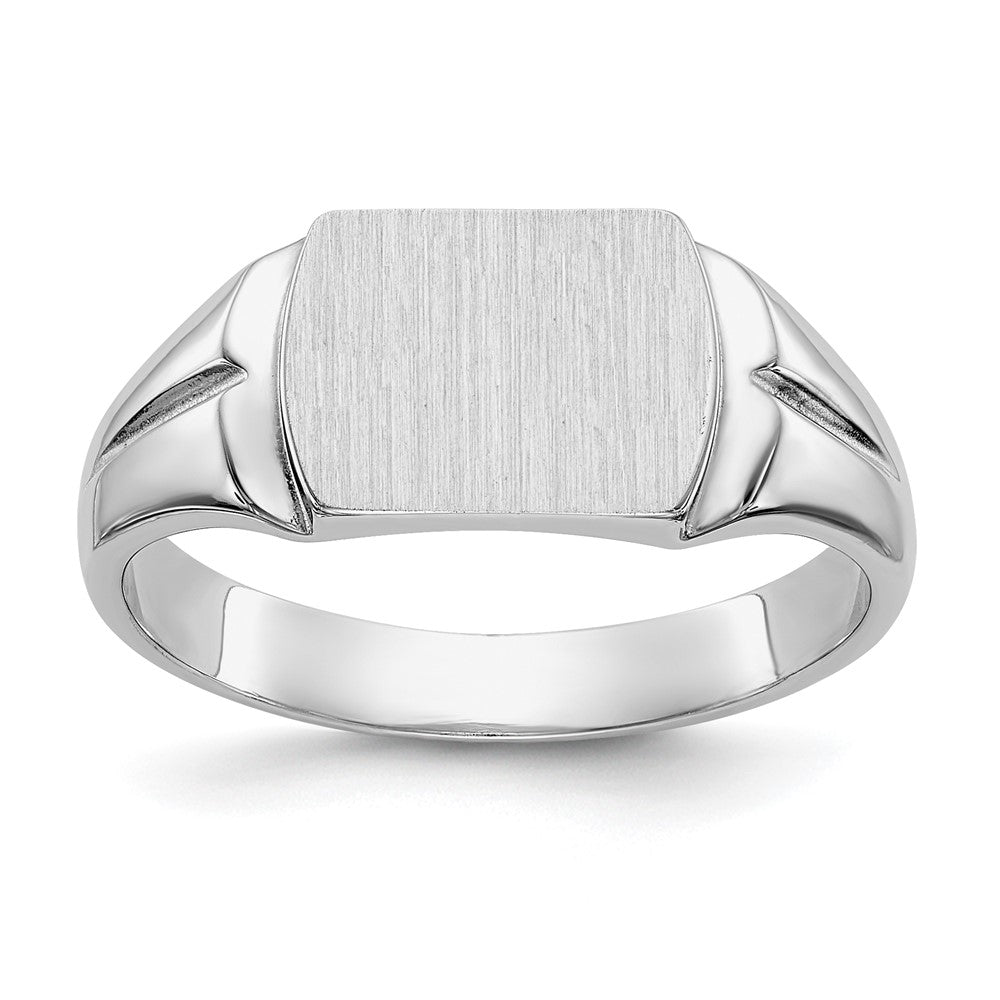 14k White Gold 8.0x10.5mm Closed Back Signet Ring Size 8
