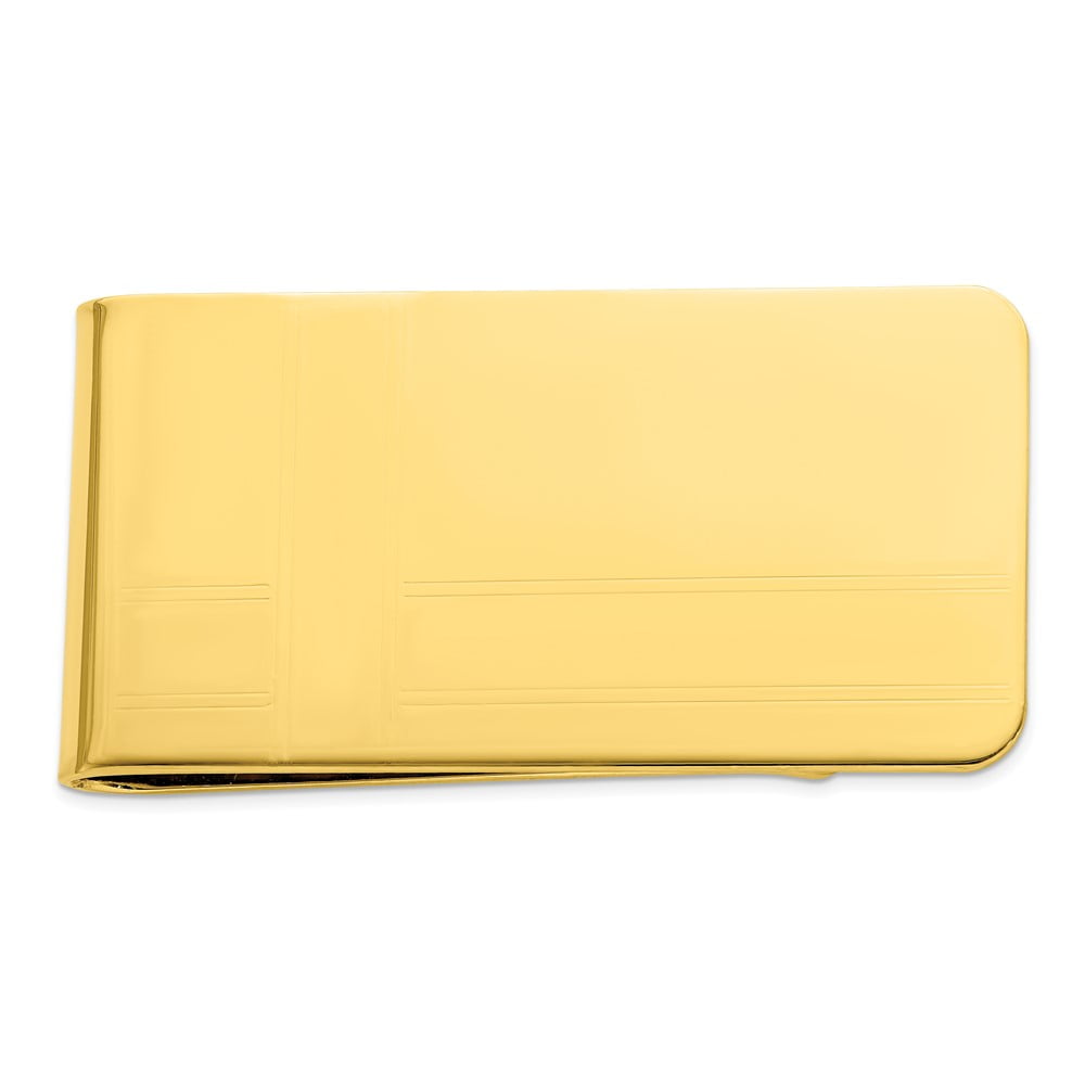 Gold-plated Kelly Waters Criss Cross Pattern Engraveable Money Clip QKW680