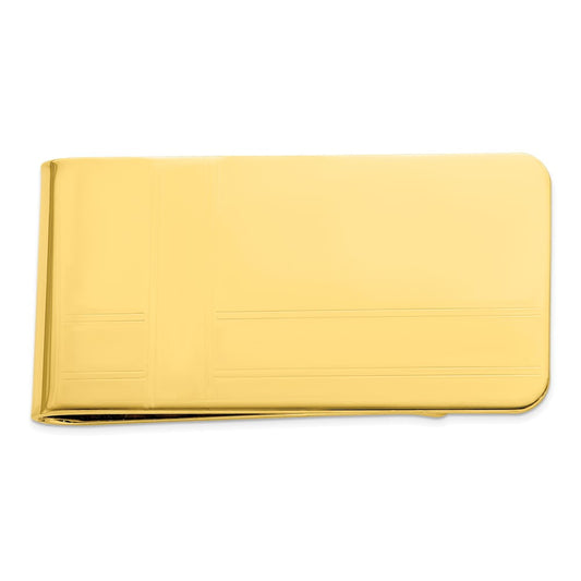 Gold-plated Kelly Waters Criss Cross Pattern Engraveable Money Clip QKW680